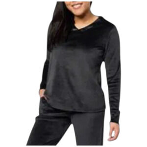 Comfort Code Women's Silky Velvet Satin Sleep Top Black - Regular